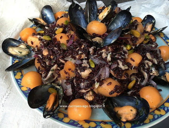 RISO VENERE CON COZZE, SARDINE E MELONE