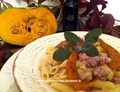 PASTA CON PANCETTA AFFUMICATA, CASTAGNE E ZUCCA