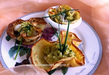 CESTINI DI CRESPELLE CON RANA PESCATRICE