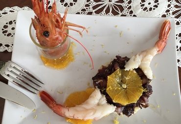TORTINO DI RISO CON GAMBERI E RADICCHIO
