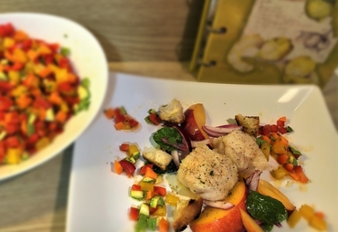 CODA DI ROSPO MARINATA CON FRUTTA E VERDURA