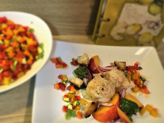 CODA DI ROSPO MARINATA CON FRUTTA E VERDURA