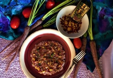 RICETTA RISOTTO CON CAROTA NERA E PANCETTA