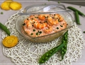TERRINA DI SALMONE E GAMBERI CON PISELLI