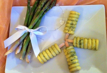 ANTIPASTO DI POLENTA CON ASPARAGI E UOVA