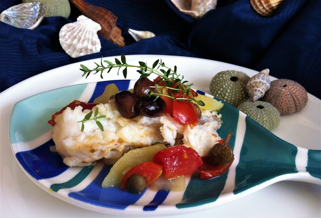 CODA DI ROSPO CON PATATE, POMODORI E OLIVE