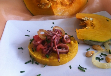 CREMA DI ZUCCA E FAGIOLI CON TOTANI E CIPOLLA
