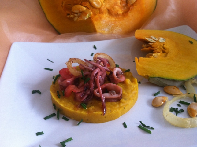 CREMA DI ZUCCA E FAGIOLI CON TOTANI E CIPOLLA