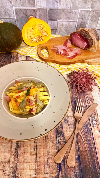 PASTA CON ZUCCA E CARCIOFI: PRIMO INVITANTE