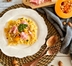 PASTA CON ZUCCA E PANCETTA COTTA CON MANDORLE