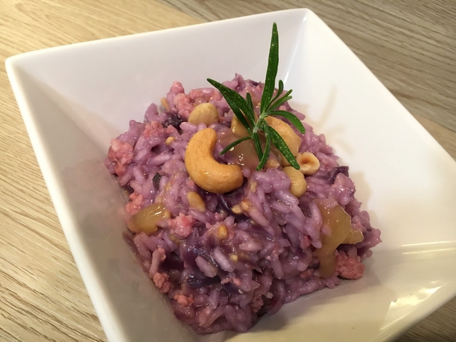 RISOTTO CON CAVOLO VIOLA E PASTA DI SALAME